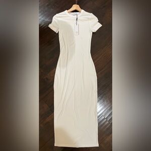 All Things Golden: THE LUXE RIB BABY MIDI DRESS - WHITE